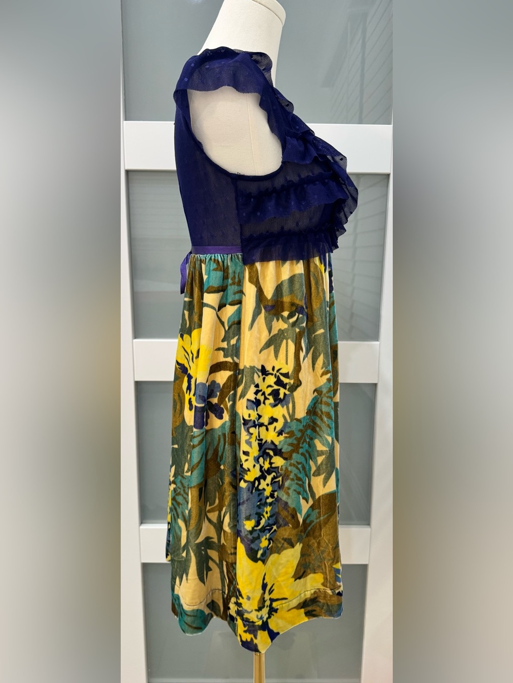 Free People NWT Floral Silk Blend Ruffle Dress XS $128 - Picture 2 of 9